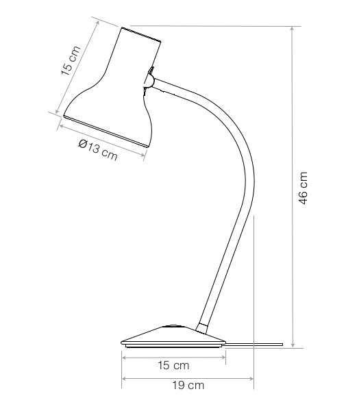 Tischleuchte Typ75 mini -SCHULI mit Vollspektrum LED grau-beige