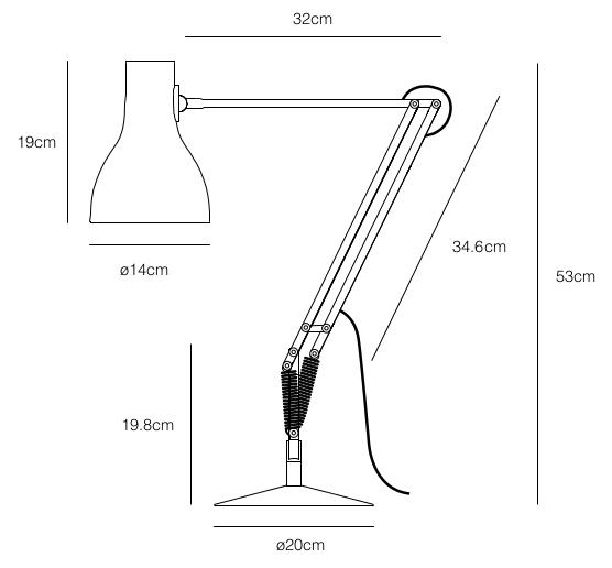 Tischleuchte Typ75 -TIFEZ LED Vollspektrum schiefergrau mit Tischfuß